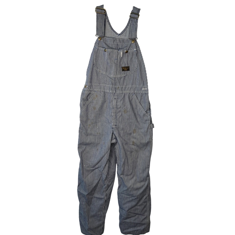Sears Tradewear Hickory Stripe Overalls Union Made Blue White 32x32